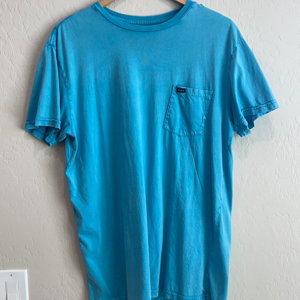 RVCA Aqua Blue Classic Tee with Pocket